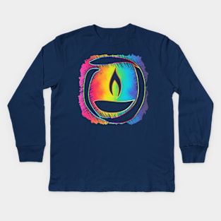 Small Print Rainbow Ribbon Chalice Kids Long Sleeve T-Shirt